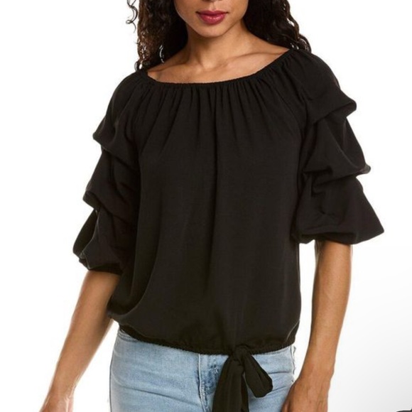 Vince Camuto Tops - Vince Camuto Ruffle Sleeve Tie Waist Blouse